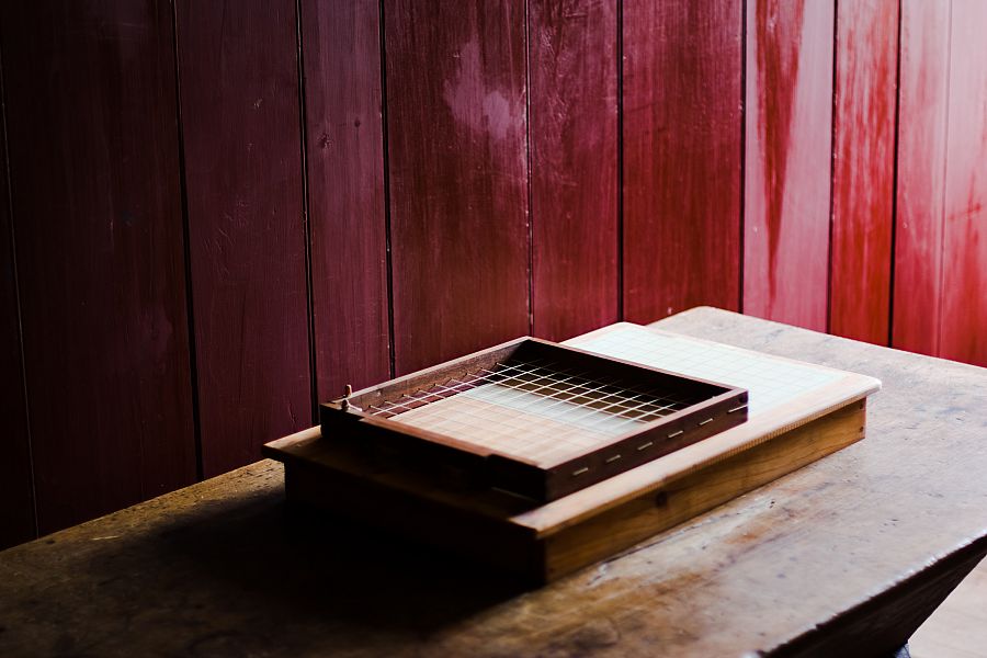 Table in red room